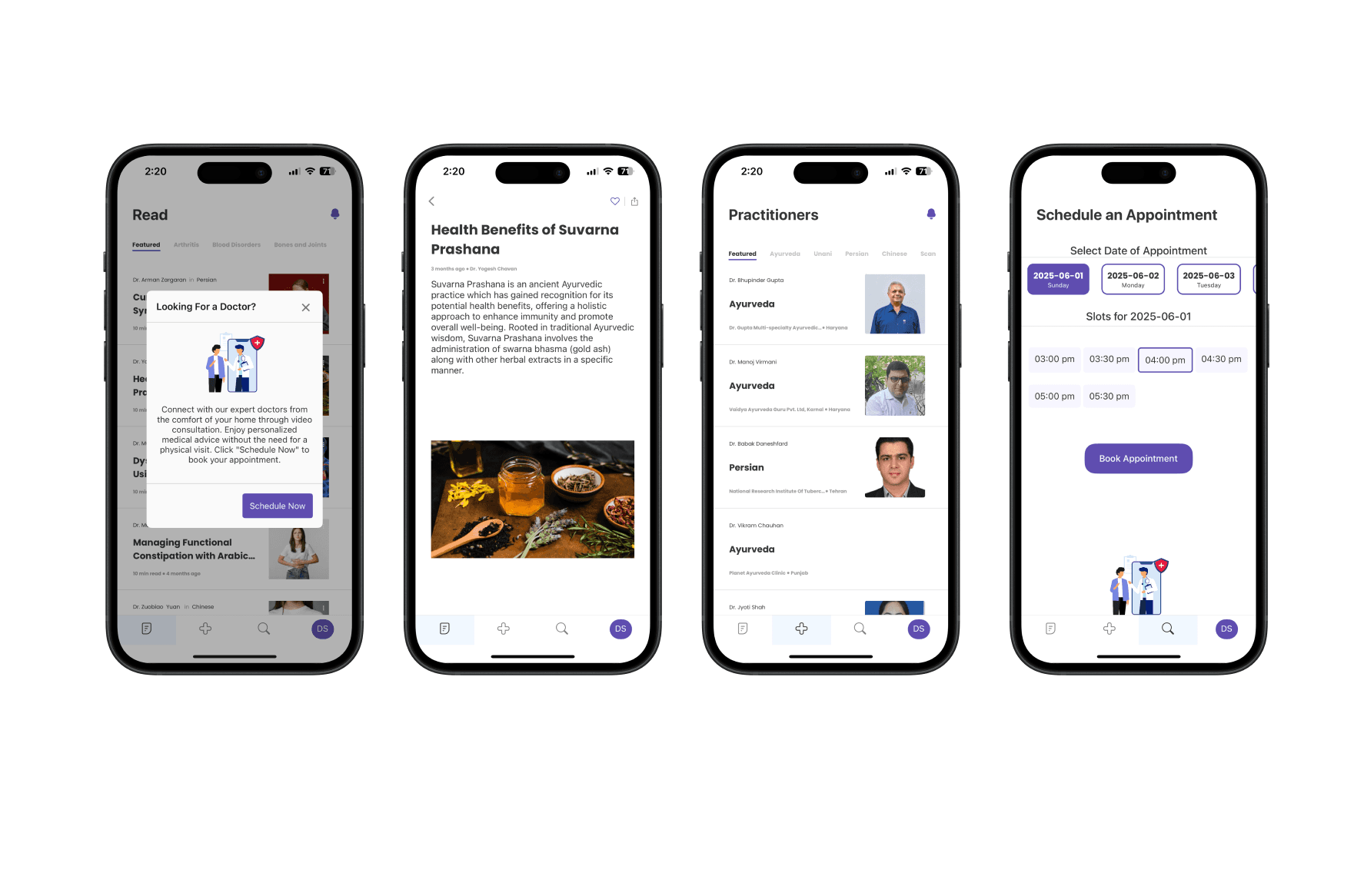 All Cures telehealth application screens